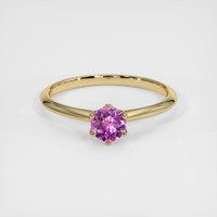 0.50 Ct. Pink Sapphire Ring, 14K Yellow Gold 1
