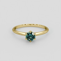 0.81 Ct. Bluish Green Sapphire Ring, 14K Yellow Gold 1