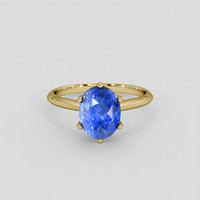 4.41 Ct. Blue Sapphire Ring, 14K Yellow Gold 1
