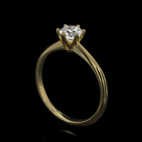 0.54 Ct. White Sapphire Ring, 14K Yellow Gold 2