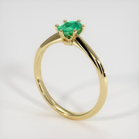 0.62 Ct. Emerald Ring, 18K Yellow Gold 2