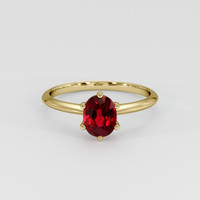 1.05 Ct. Purplish Red Ruby Ring, 18K Yellow Gold 1