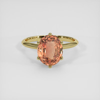 3.08 Ct. Orangish Brown Sapphire Ring, 18K Yellow Gold 1