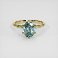 2.32 Ct. Bluish Green Sapphire Ring, 18K Yellow Gold 1