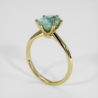 2.32 Ct. Bluish Green Sapphire Ring, 18K Yellow Gold 2