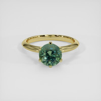 2.03 Ct. Bluish Green Sapphire Ring, 18K Yellow Gold 1