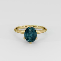 2.52 Ct. Greenish Blue Sapphire Ring, 18K Yellow Gold 1