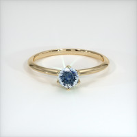 0.58 Ct. Greyish Blue Sapphire Ring, 18K Yellow Gold 1