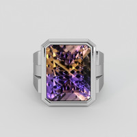 13.96 Ct. Bi Color Ametrine Ring, Silver 1