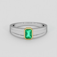 0.73 Ct. Emerald Ring, 18K Yellow & White 1