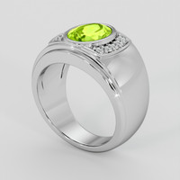 4.08 Ct. Green (Lime Green) Peridot Ring, Silver 2