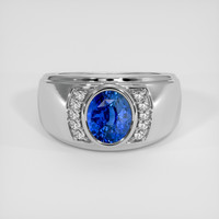 4.01 Ct. Blue Sapphire Ring, 14K White Gold 1