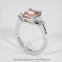 4.09 Ct. Padparadscha Sapphire Ring, 14K White Gold 2