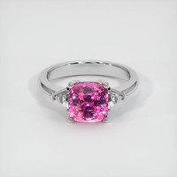 3.13 Ct. Pink Sapphire Ring, 18K White Gold 1