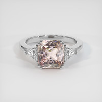 4.09 Ct. Padparadscha Sapphire Ring, 18K White Gold 1