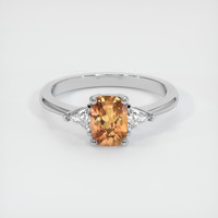 1.71 Ct. Orangish Brown Sapphire Ring, 18K White Gold 1
