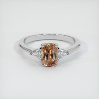 1.64 Ct. Orangish Brown Sapphire Ring, 18K White Gold 1