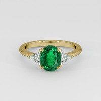 1.64 Ct. Emerald Ring, 18K Yellow Gold 1