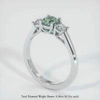0.79 Ct. Green Sapphire Ring, 10K White Gold 2