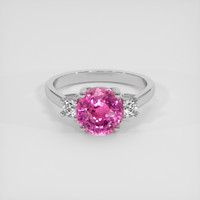 2.66 Ct. Pink Sapphire Ring, 18K White Gold 1
