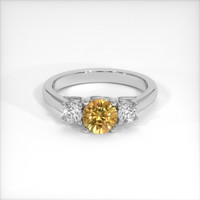 0.79 Ct. Yellowish Brown Sapphire Ring, 18K White Gold 1