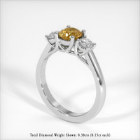 0.79 Ct. Yellowish Brown Sapphire Ring, 18K White Gold 2