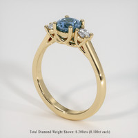 0.90 Ct. Greenish Blue Sapphire Ring, 14K Yellow Gold 2