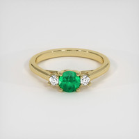 0.42 Ct. Emerald Ring, 18K Yellow Gold 1