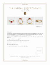 Ruby Ring 0.85 Ct., 18K Yellow Gold Appraisal