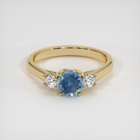 0.90 Ct. Greenish Blue Sapphire Ring, 18K Yellow Gold 1