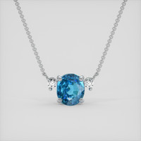 1.98 Ct. Blue Zircon Necklace, 14K White Gold 1