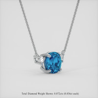 1.98 Ct. Blue Zircon Necklace, 14K White Gold 2