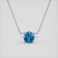 1.98 Ct. Blue Zircon Necklace, 14K White Gold 1