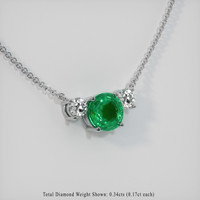 1.08 Ct. Emerald  Necklace - 18K White Gold