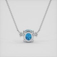 1.98 Ct. Blue Zircon Necklace, 18K White Gold 4