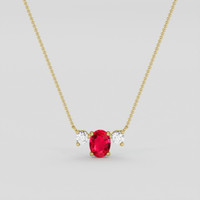 1.03 Ct. Ruby Necklace, 10K Yellow Gold 1