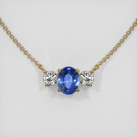 0.40 Ct. Blue Sapphire Necklace, 14K Yellow Gold 1
