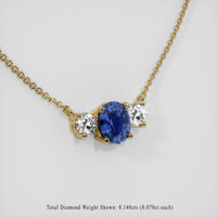 0.40 Ct. Blue Sapphire Necklace, 14K Yellow Gold 2