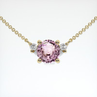 0.94 Ct. Pink Sapphire Necklace, 18K Yellow Gold 1