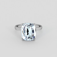 6.66 Ct. Blue Aquamarine Ring, Platinum 950 1