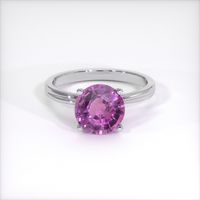 3.58 Ct. Pinkish Purple Sapphire Ring, 18K White Gold 1