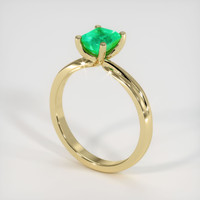 0.52 Ct. Emerald Ring, 18K Yellow Gold 2