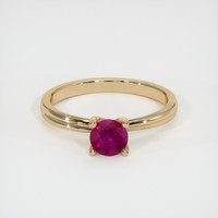 0.63 Ct. Ruby Ring, 18K Yellow Gold 1