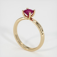 0.63 Ct. Ruby Ring, 18K Yellow Gold 2