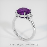 4.75 Ct. Purple Sapphire Ring, 18K White Gold 2