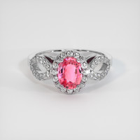 1.15 Ct. Padparadscha Sapphire Ring, 14K White Gold 1