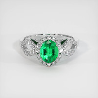 0.94 Ct. Emerald Ring, 18K White Gold 1