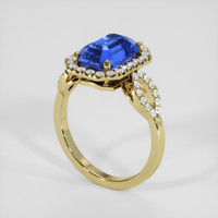3.81 Ct. Blue Sapphire Ring, 18K Yellow Gold 2