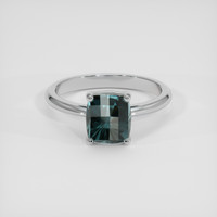 1.67 Ct. Bluish Green Spinel Ring, 18K White Gold 1
