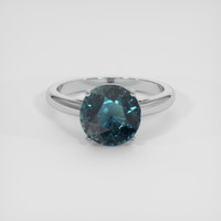 4.29 Ct. Bluish Green Sapphire Ring, 18K White Gold 1